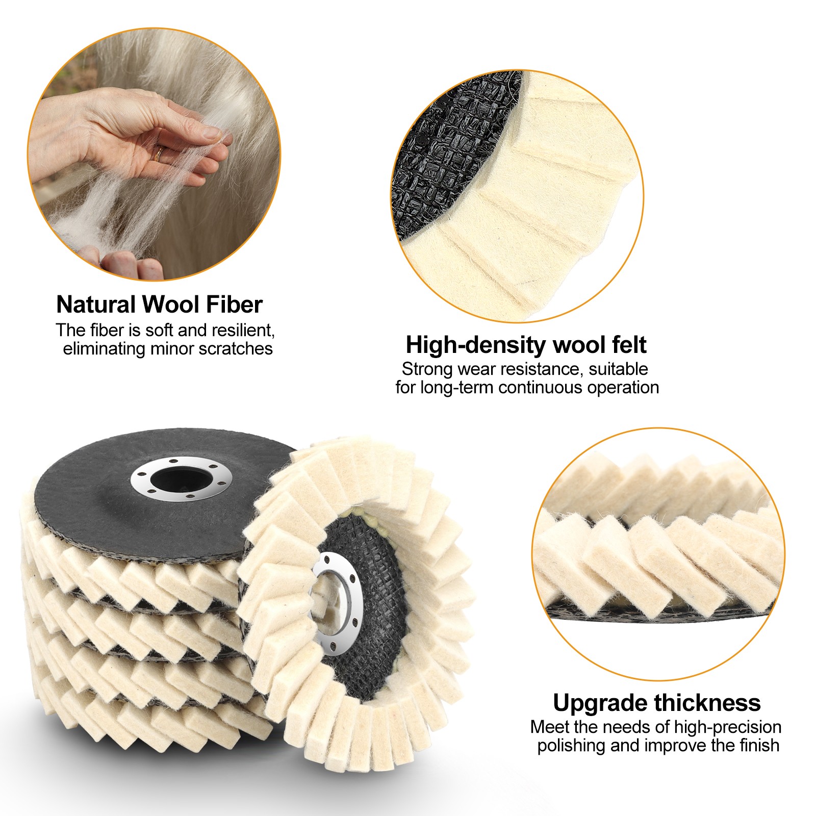 5pcs 4.5/5" Wool Polishing Wheels Buffer Pads Flap Felt Polishing Finishing Disc gallery