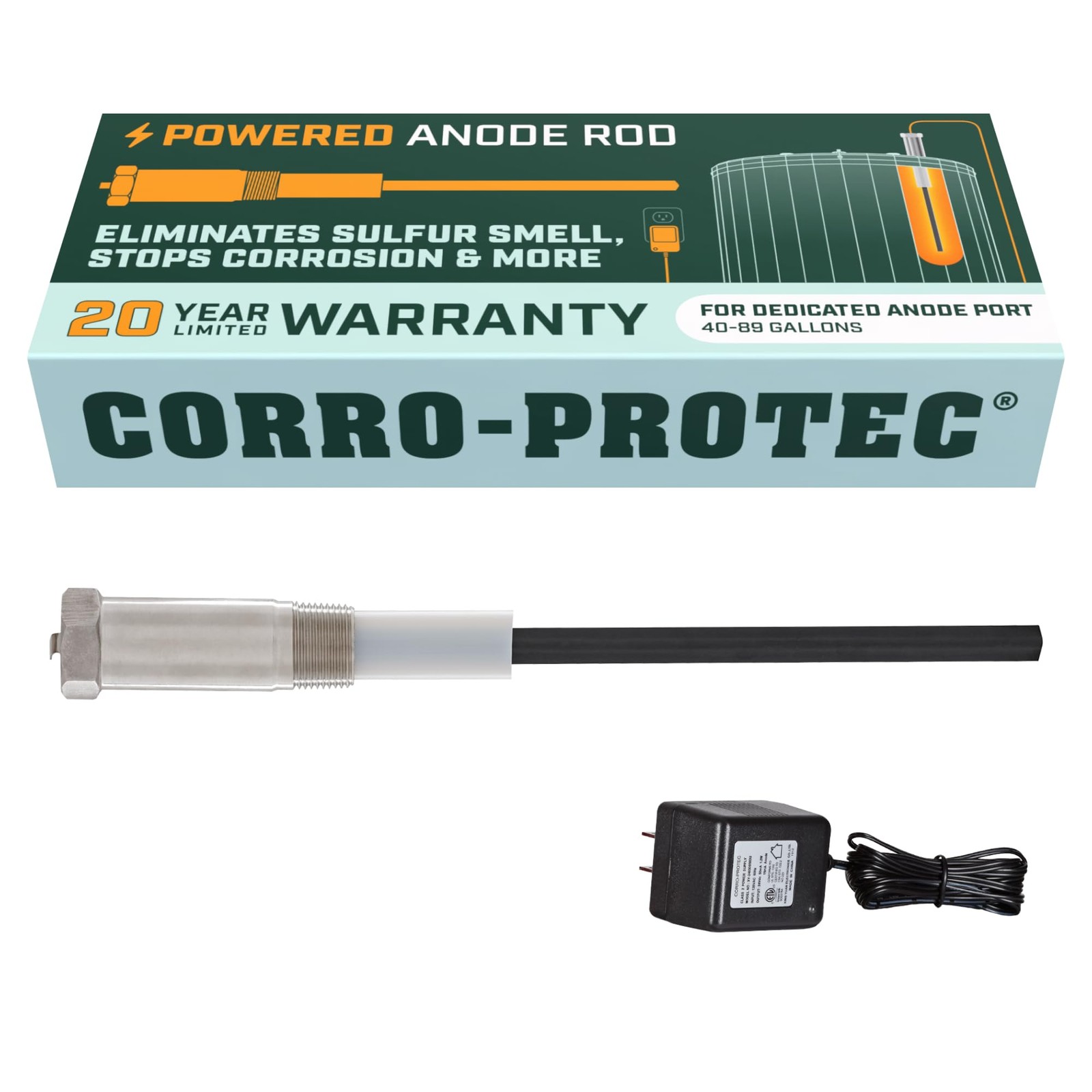 Corro-Protec Powered Anode Rod for Water Heater, 20-Year Warranty, Eliminates... gallery