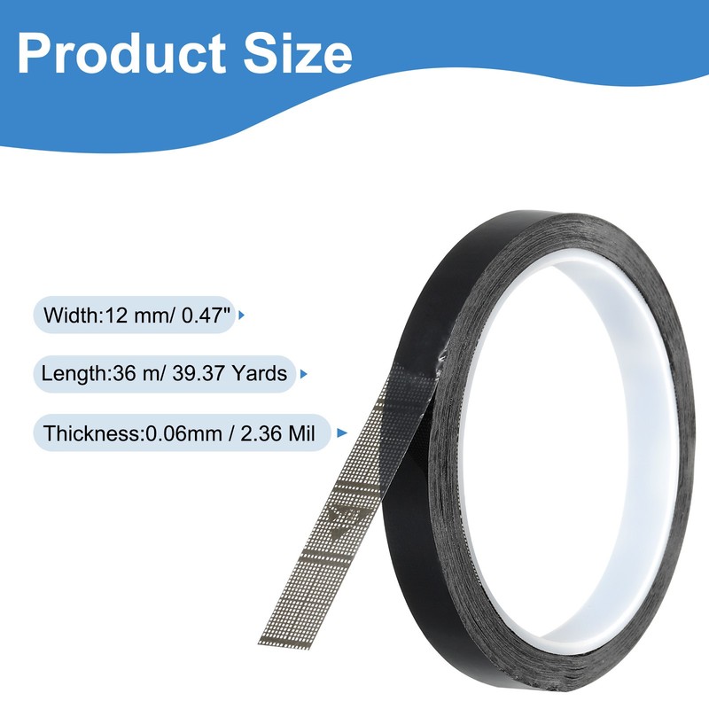 Antistatic Grid ESD Tape 2.36 Mil Thick 1/2 Inch x 39 Yards Black gallery