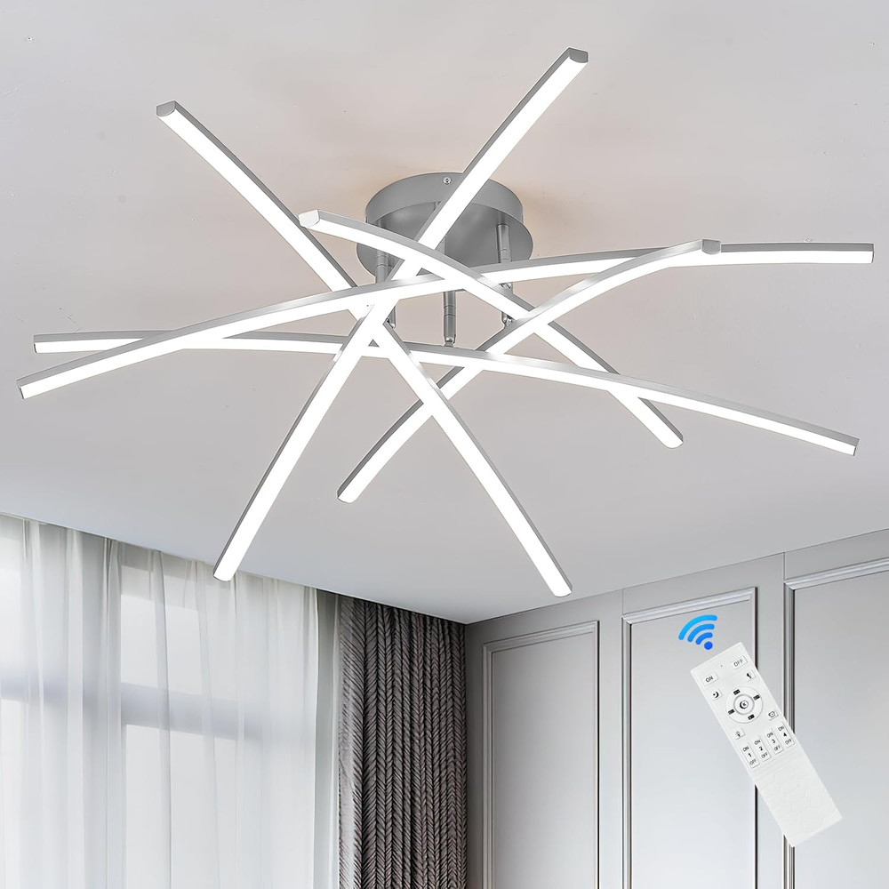 Semi Flush Mount Ceiling Light, 32.8” Dimmable LED Chandelier Modern Ceiling Lig