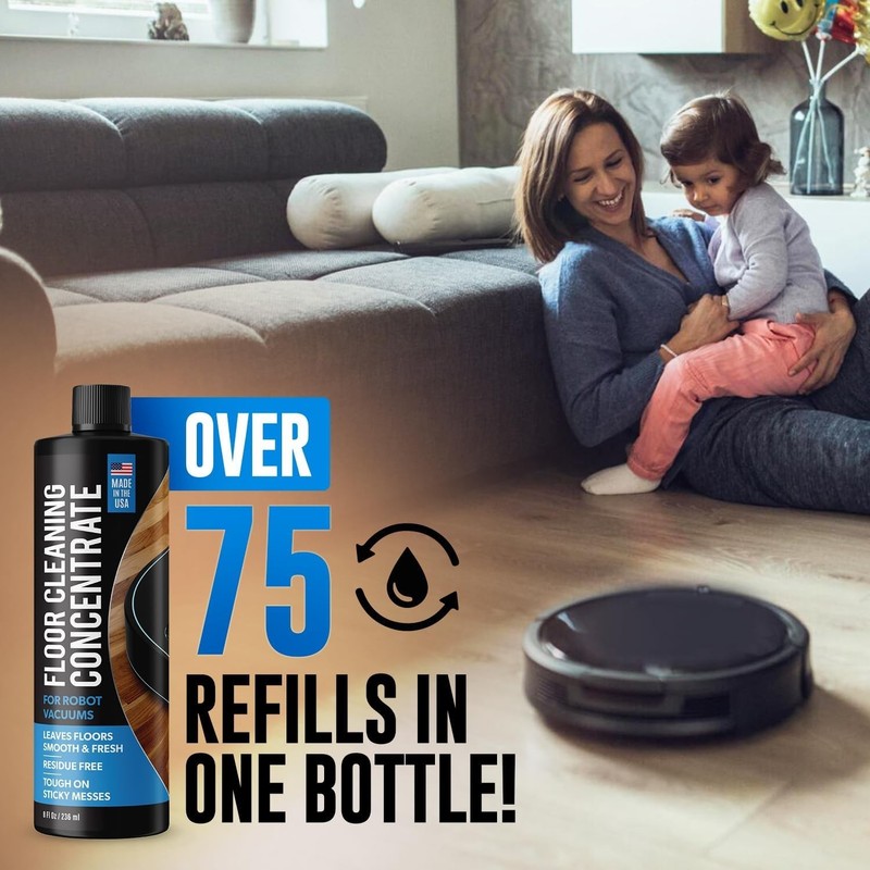 Effortless Floor Care: 75+ Refills Robot Vacuum Cleaning Solution - Made in USA gallery