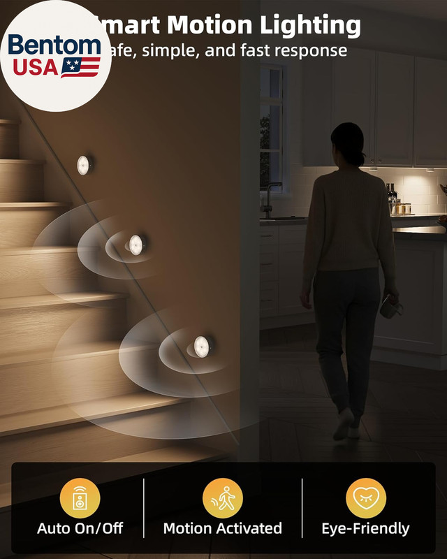 4 Pack Motion Sensor Closet Lights with Charging Station, 1200Mah Rechargeable L gallery