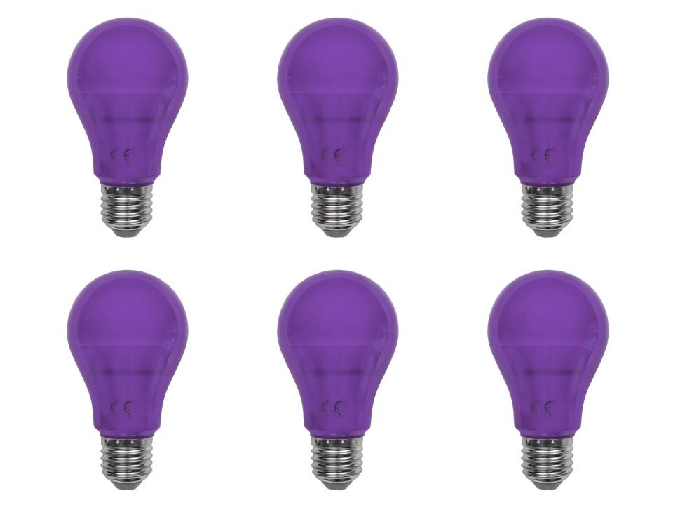 LED A19 Purple Light Bulbs, E27 Medium Base, 5W, 40–60W Equivalent, 400 Lumens,