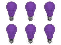 LED A19 Purple Light Bulbs, E27 Medium Base, 5W, 40–60W Equivalent, 400 Lumens,
