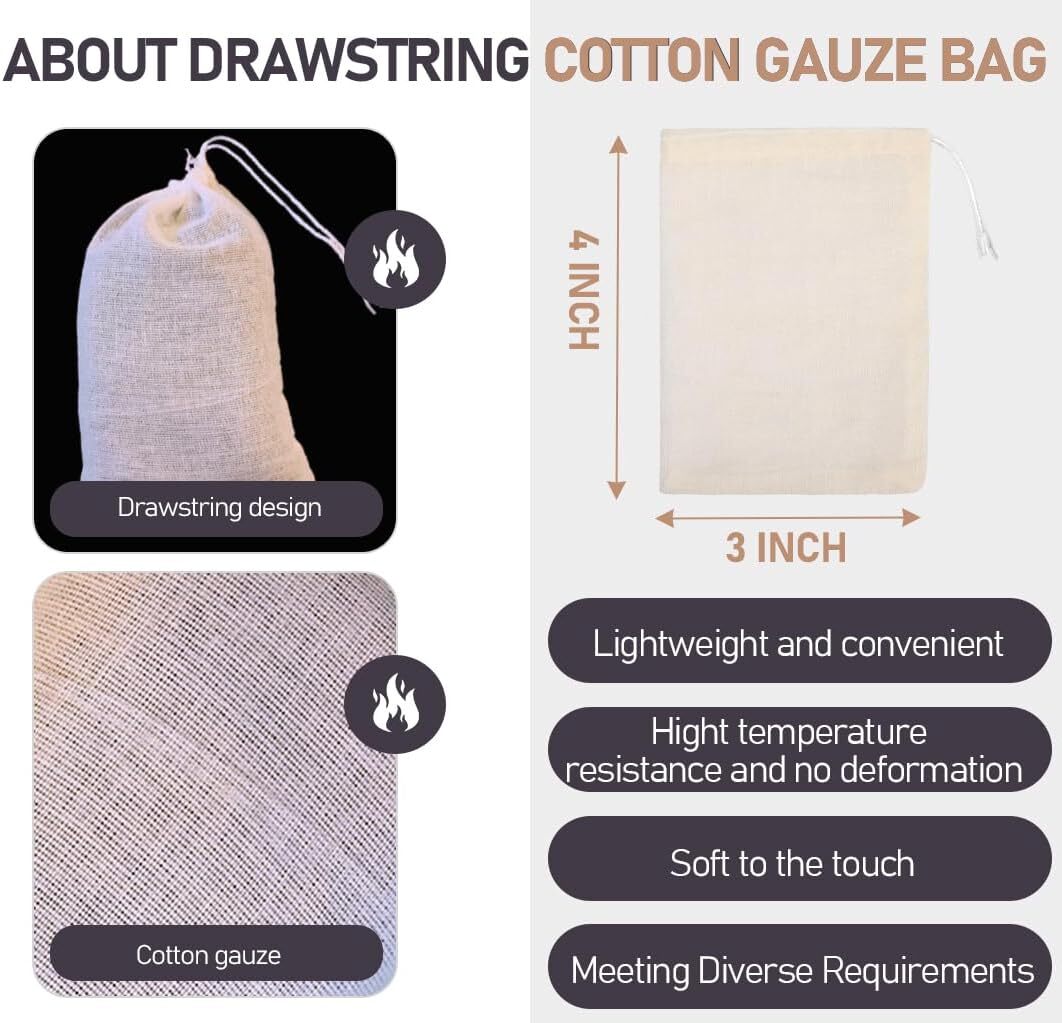 50PCS Spice Bags for Cooking-Reusable Tea Bags,Reusable Sachet Drawstring Packin gallery