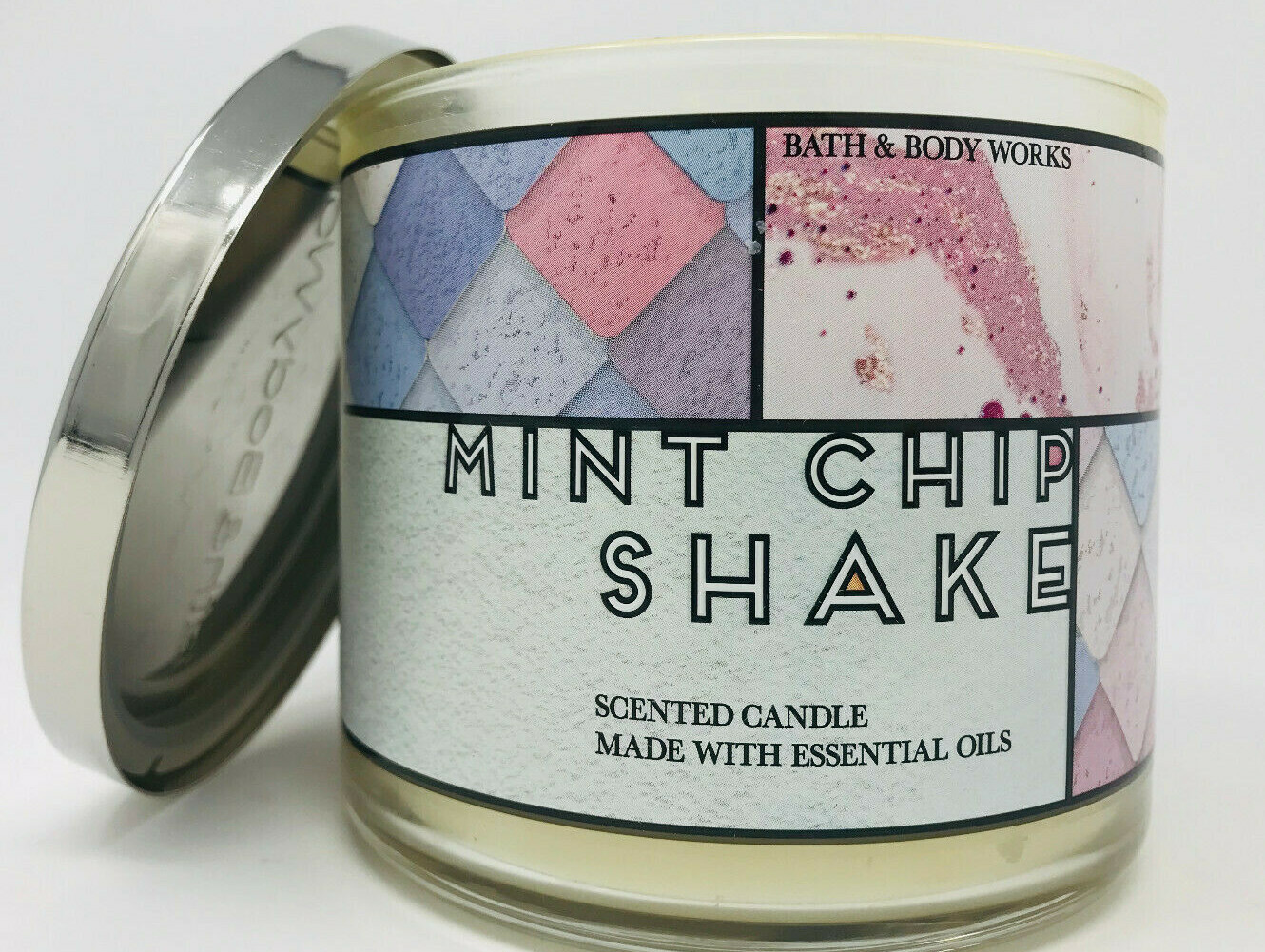 MINT CHIP SHAKE BATH & BODY WORKS SCENTED CANDLE 3 WICK LARGE 14.5 OZ gallery