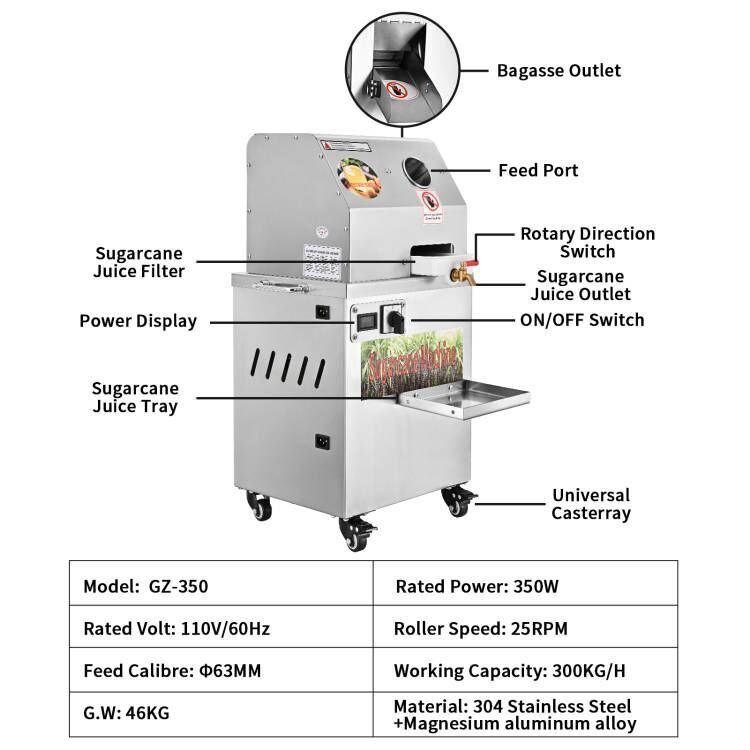 Electric Sugarcane Juicer 3 Rollers Stainless Steel Extractor & Squeezer Mobile gallery