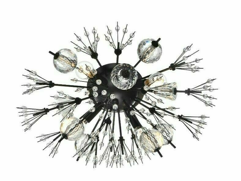 Flush Mount Black Light Fixture Sputnik Crystal and Glass Bathroom or Bedroom gallery