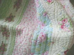 SHABBY COTTAGE PATCHWORK PINK ROSES LIZZY CHIC QUEEN QUILT SET 3 PC