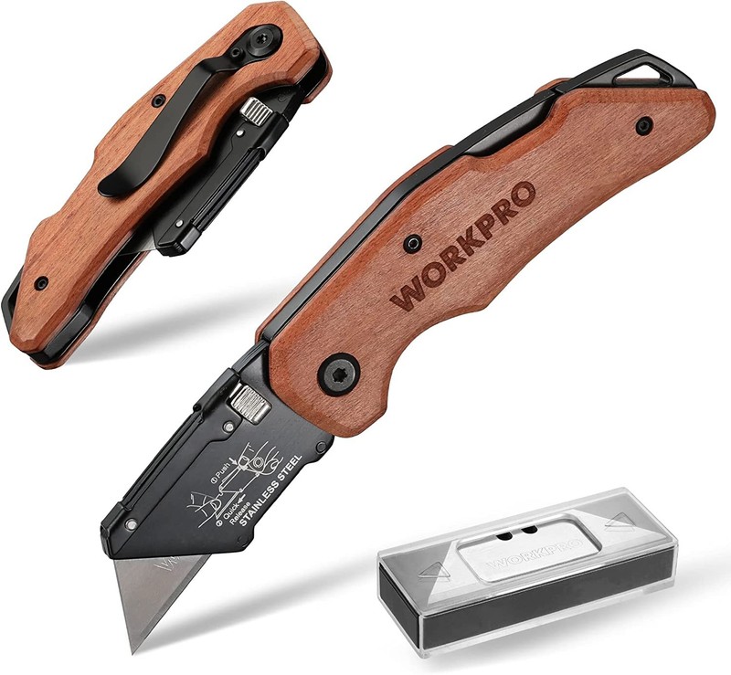 WORKPRO Folding Utility Knife G10 Handle 10PACK Blade w/Stainless Steel Head USA gallery