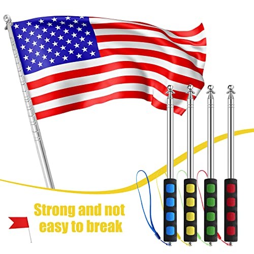 Zonon 8 Pcs Portable Retractable Flag Pole Assorted Color with Clips,5 ft gallery