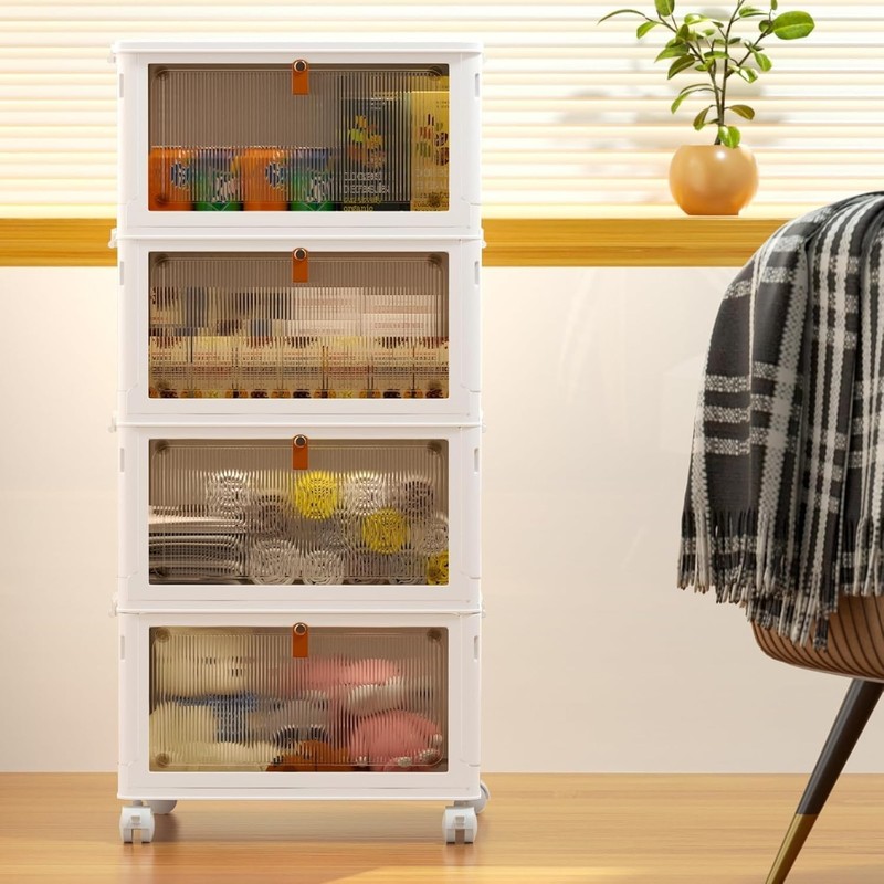 Versatile 4-Tier Storage Bins with Magnetic Doors - 92QT Total Storage Volume gallery