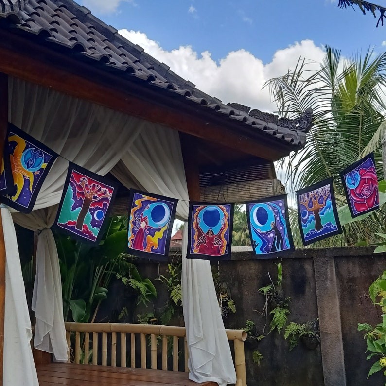 Batik Goddess Flags Set, Handmade Rayon Home Decor gallery