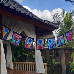 Batik Goddess Flags Set, Handmade Rayon Home Decor