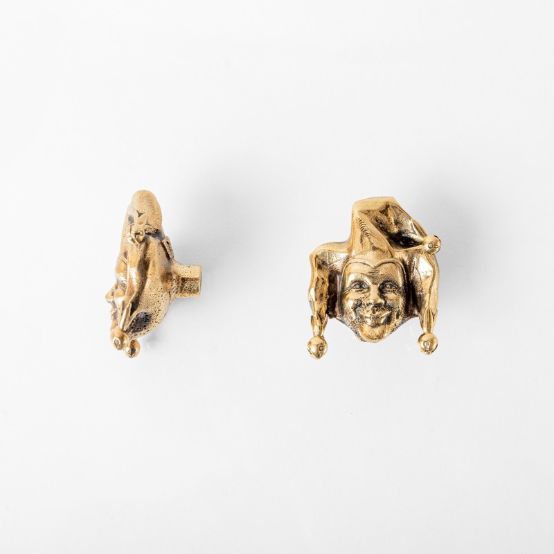 Fantasy Brass Jester Knob – Handmade Joker Cabinet Handle Carnival Style gallery