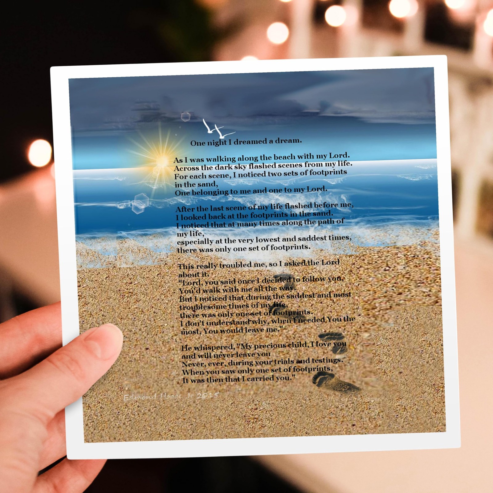3dRose Greeting Cards - Footprints in the Sand on Beach with Poem - 12 Pack gallery