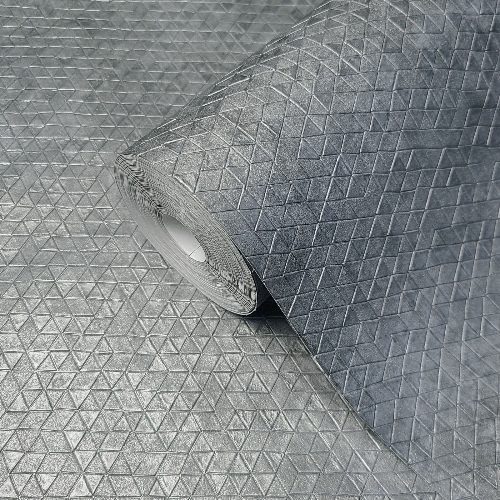Dark gray gunmetal silver metallic square triangle tiles line textured Wallpaper gallery