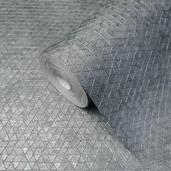 Dark gray gunmetal silver metallic square triangle tiles line textured Wallpaper