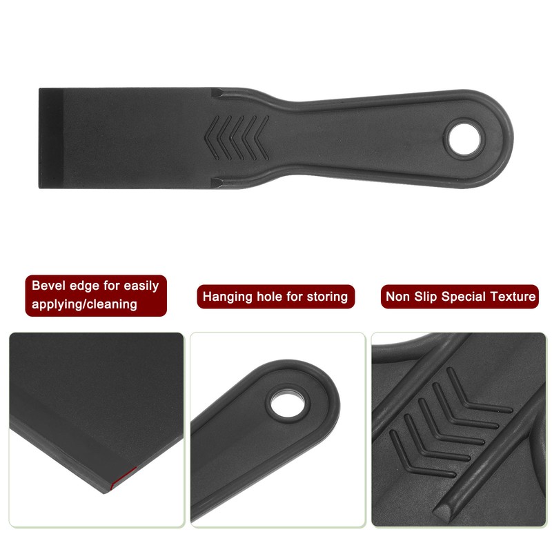 10pcs Putty Scraper 1.5" Width 6mm Thin Flexible Plastic Putty Knife Black gallery