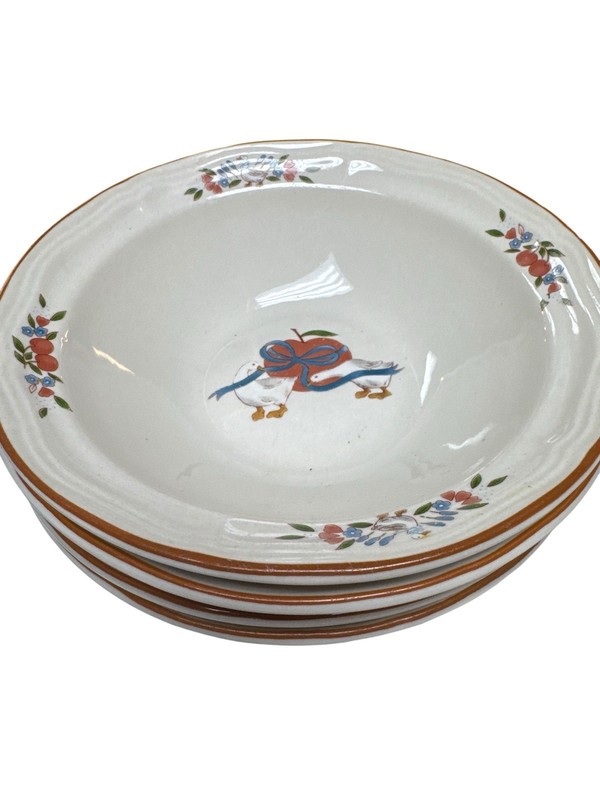 Gibson Applejack Goose Dinnerware Set 7 Pc Plates Bowls Farmhouse gallery