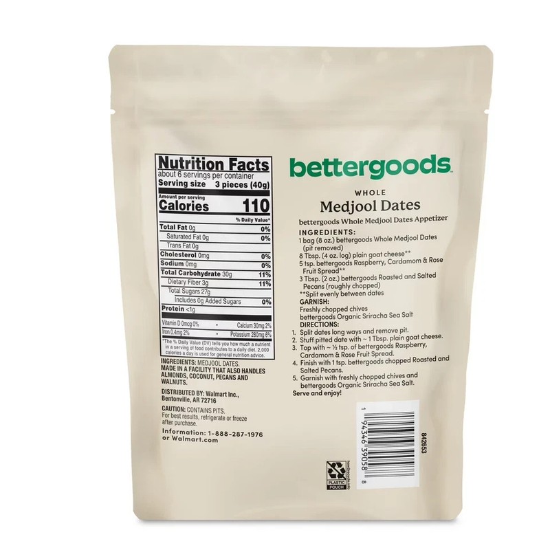 bettergoods Whole Medjool Dates Dried Fruit, 8-ounce BAG gallery