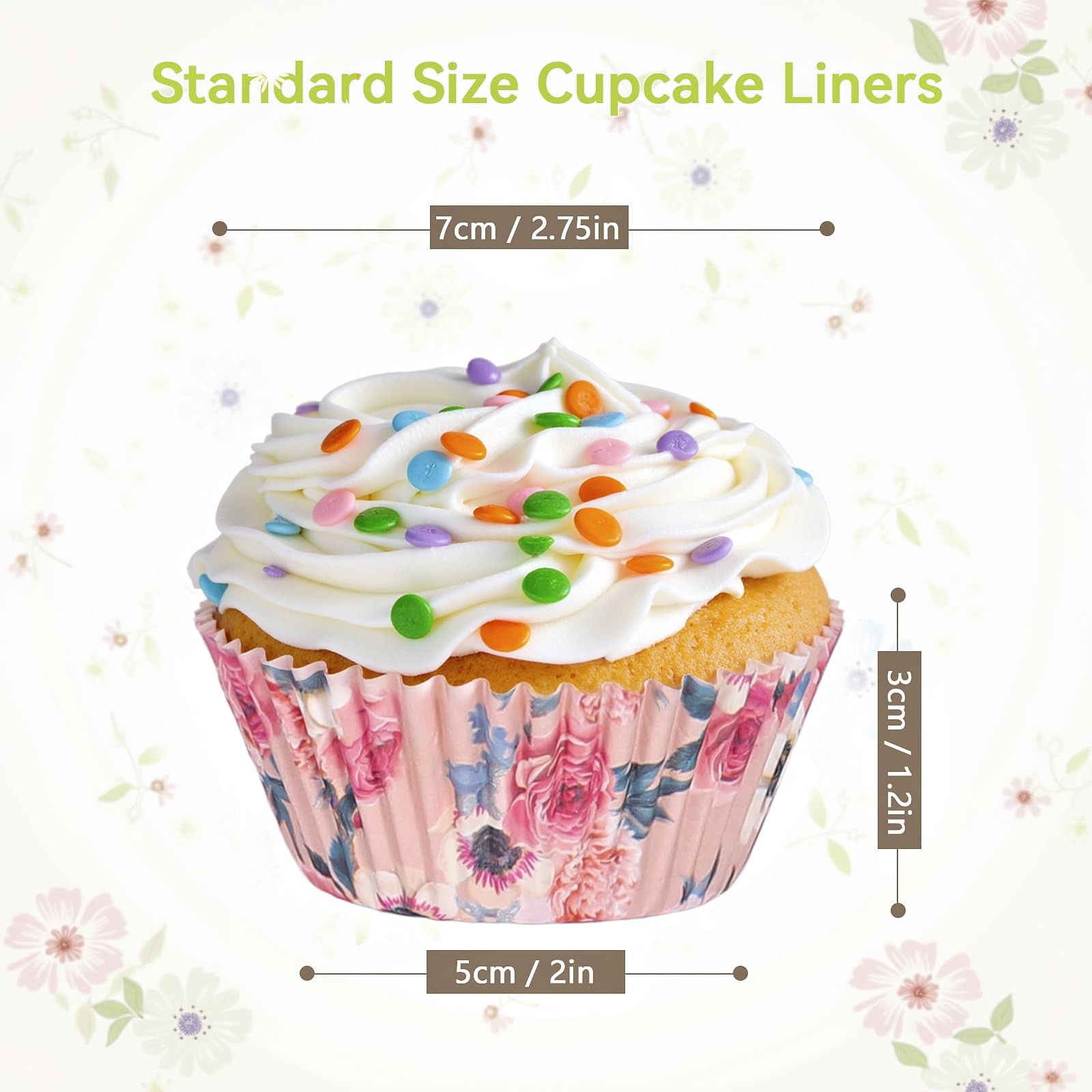 Floral Standard Cupcake Liners 400 Count Paper Baking Cups Disposable Cupcake... gallery