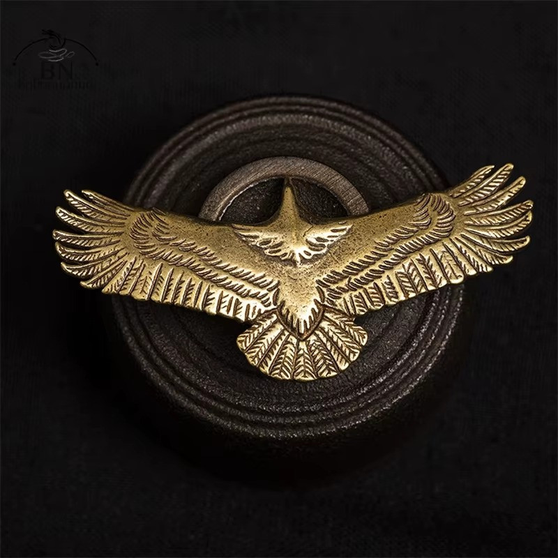 Brass Eagle Button Animal Statue Small Sculpture Tabletop Figurine Decor Gifts gallery