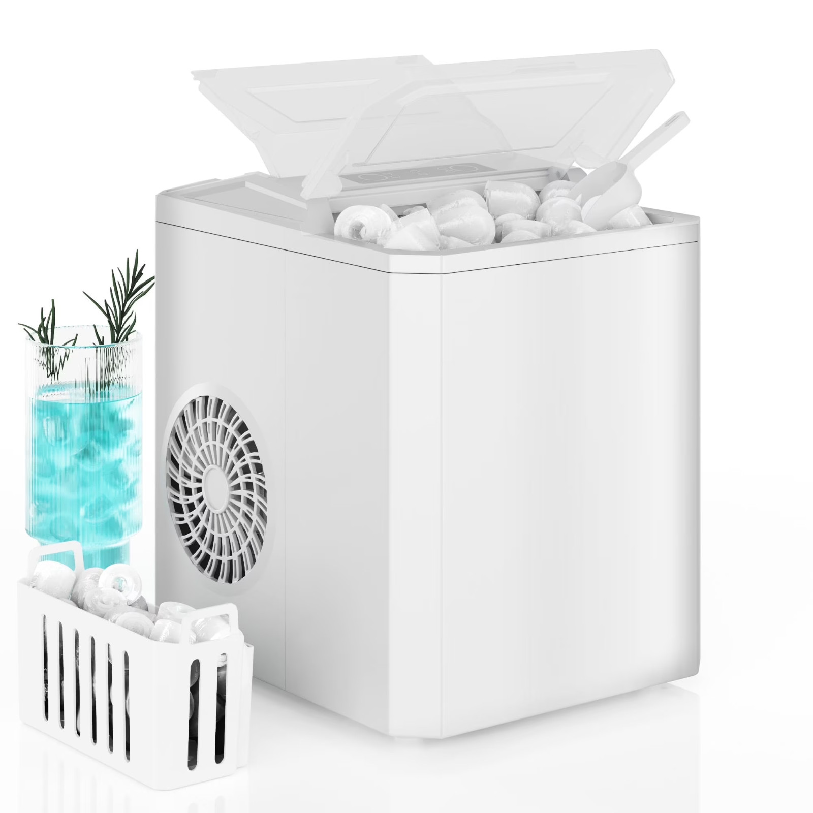 CONCETTA Countertop Ice Maker 26lbs/24H Portable Machine w/ Scoop Basket White gallery