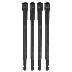 4pcs Nut Driver Drill Bit 7mm Socket 1/4″ Hex Shank 6″ Long Magnetic Setter