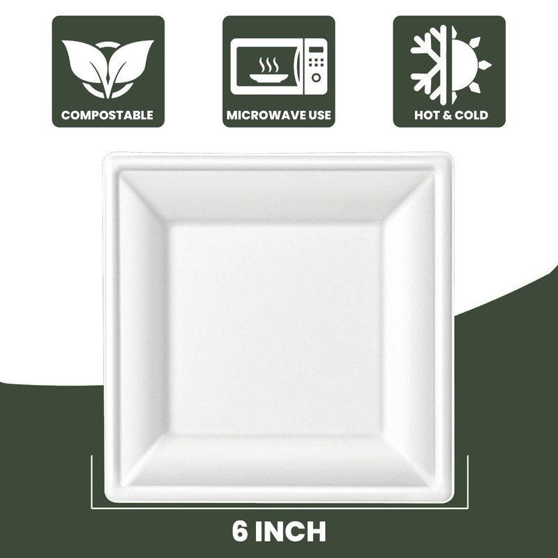 FPN Disposable Plates Square for Party Eco-Friendly Microwave-safe : 6"|8"|10" gallery