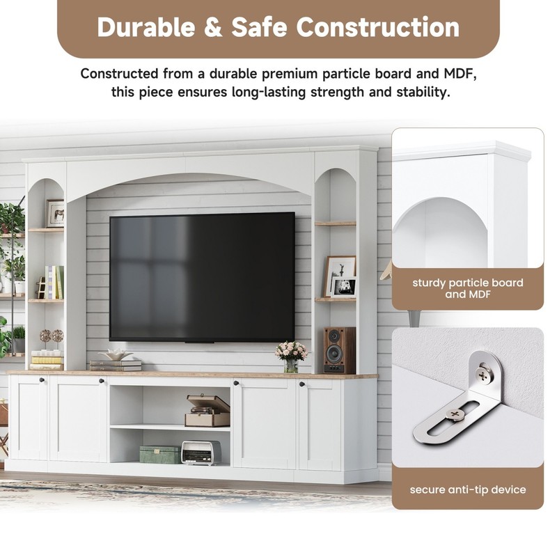 Large TV Stand Media Console Entertainment Center w/ Bookshelf for up to 75in TV gallery