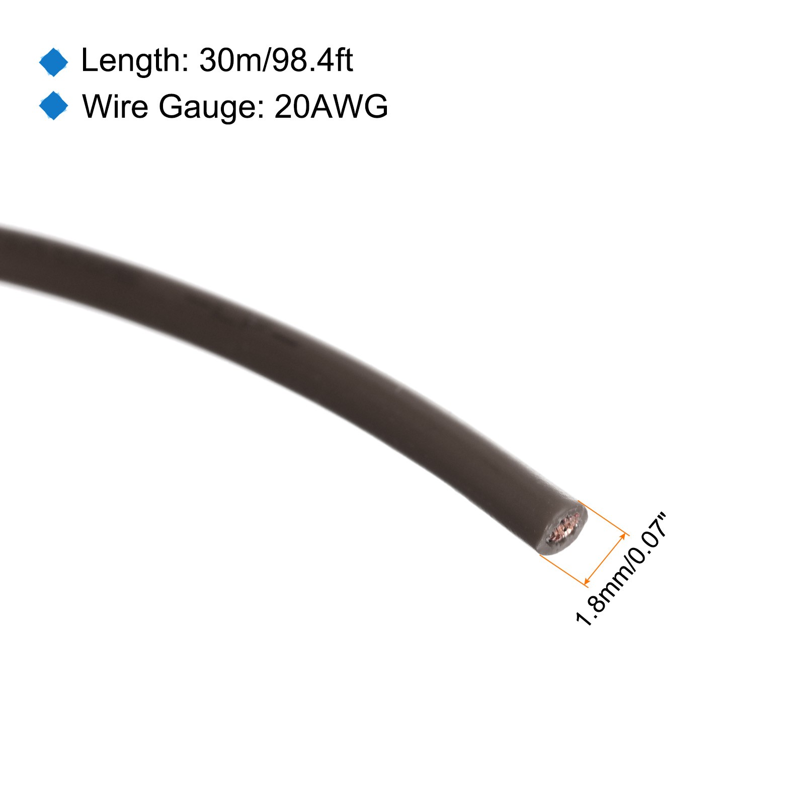 20AWG Stranded Wire PVC Hookup 30M/100ft Brown, Electrical Wire UL1007 Spool gallery