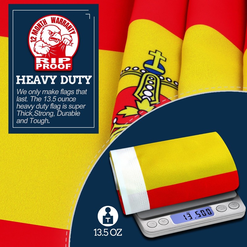 Anley Rip-Proof Double Sided 3-Ply Spain Flag 3x5 Ft Spainish National Flag gallery