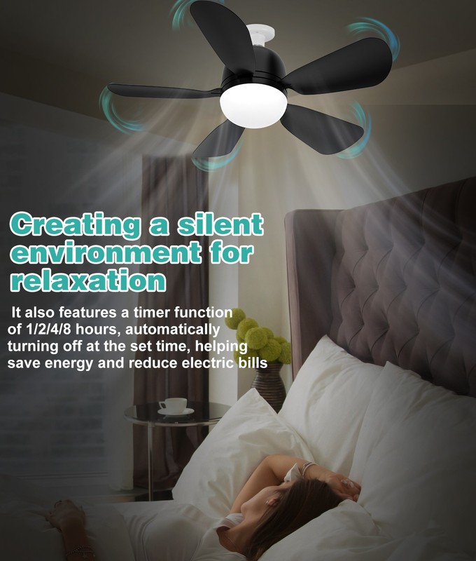 Ceiling Fan with Light&Remote E26/E27 Base 3 Colors 3000K-6500K 1800 Lumens 21in gallery