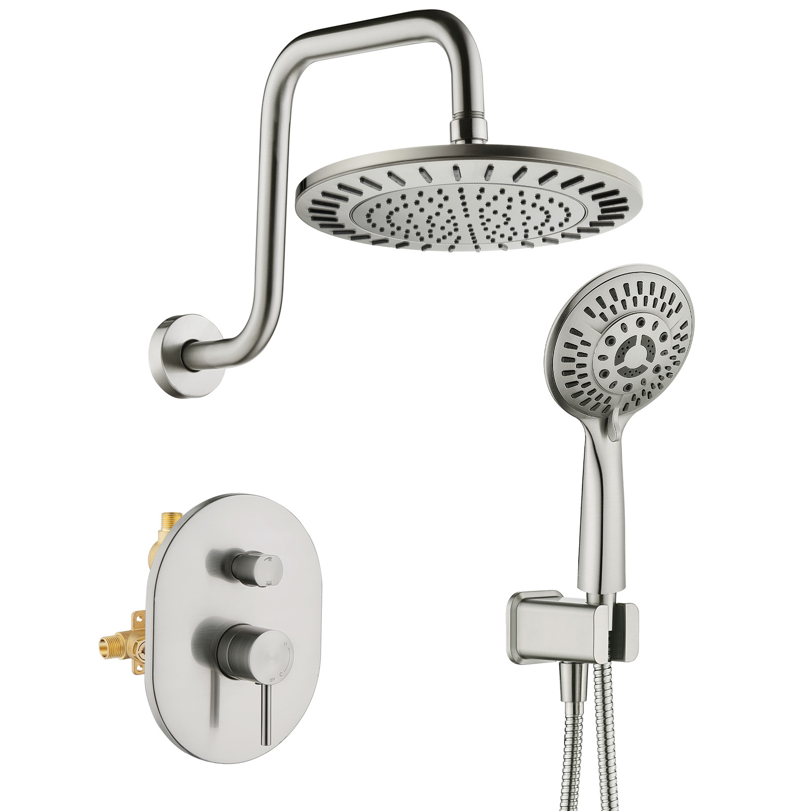 BRIGHT SHOWERS Shower Faucet Set, Shower Head System with Valve and Trim Kit gallery