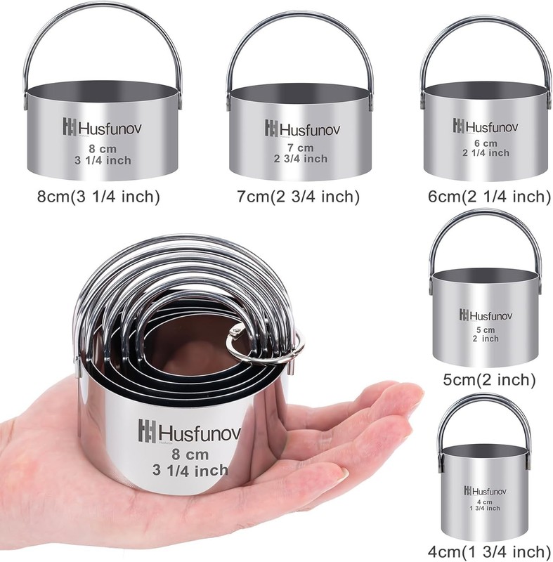 Biscuit Cutter Set Round Cookie Cutters with Handle 5 Pieces Stainless Steel New gallery