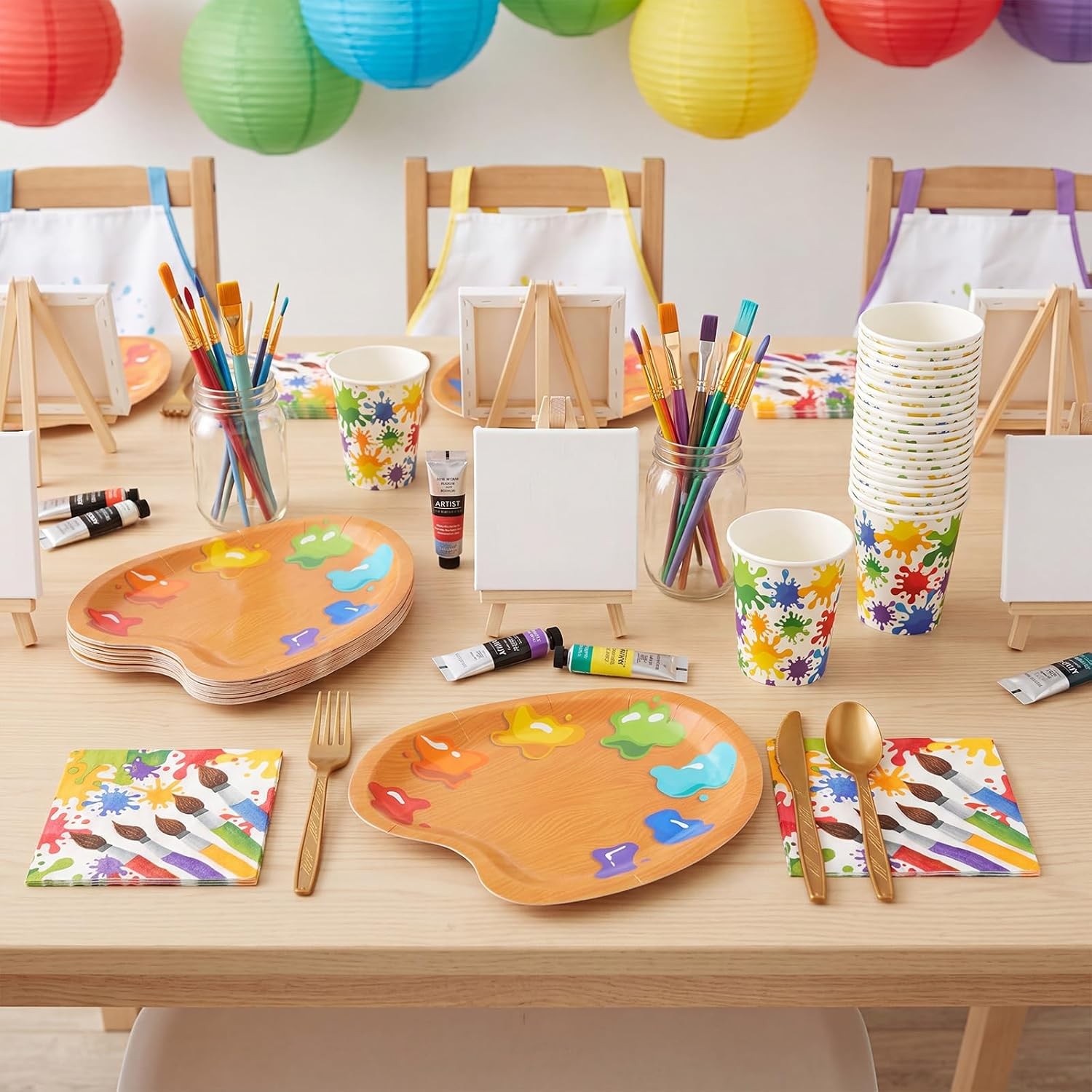 Art Party Decorations 150 Pcs Tableware Plates Supplies Set Kids Partyware Set gallery