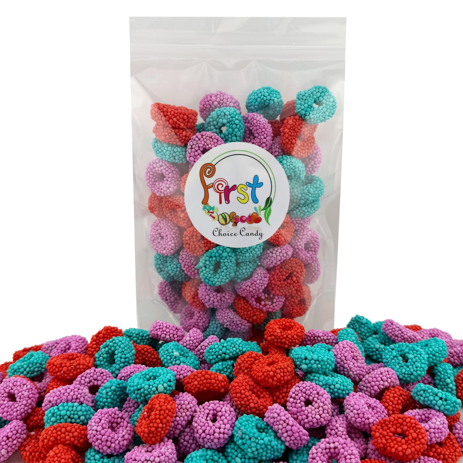 FirstChoiceCandy Gummy Rings, Fruit Flavored Crunchy Coating, Assorted Tropical gallery