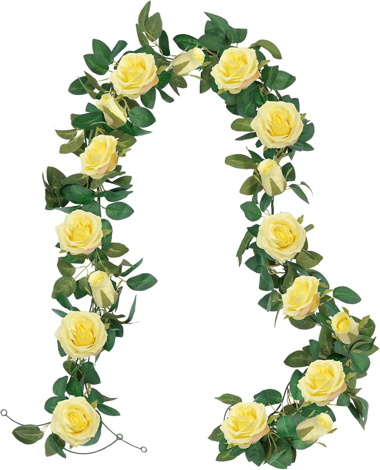 3 Pack Artificial Yellow Rose Vines Floral Garlands Total 19.5 Ft Fake Vine Silk gallery