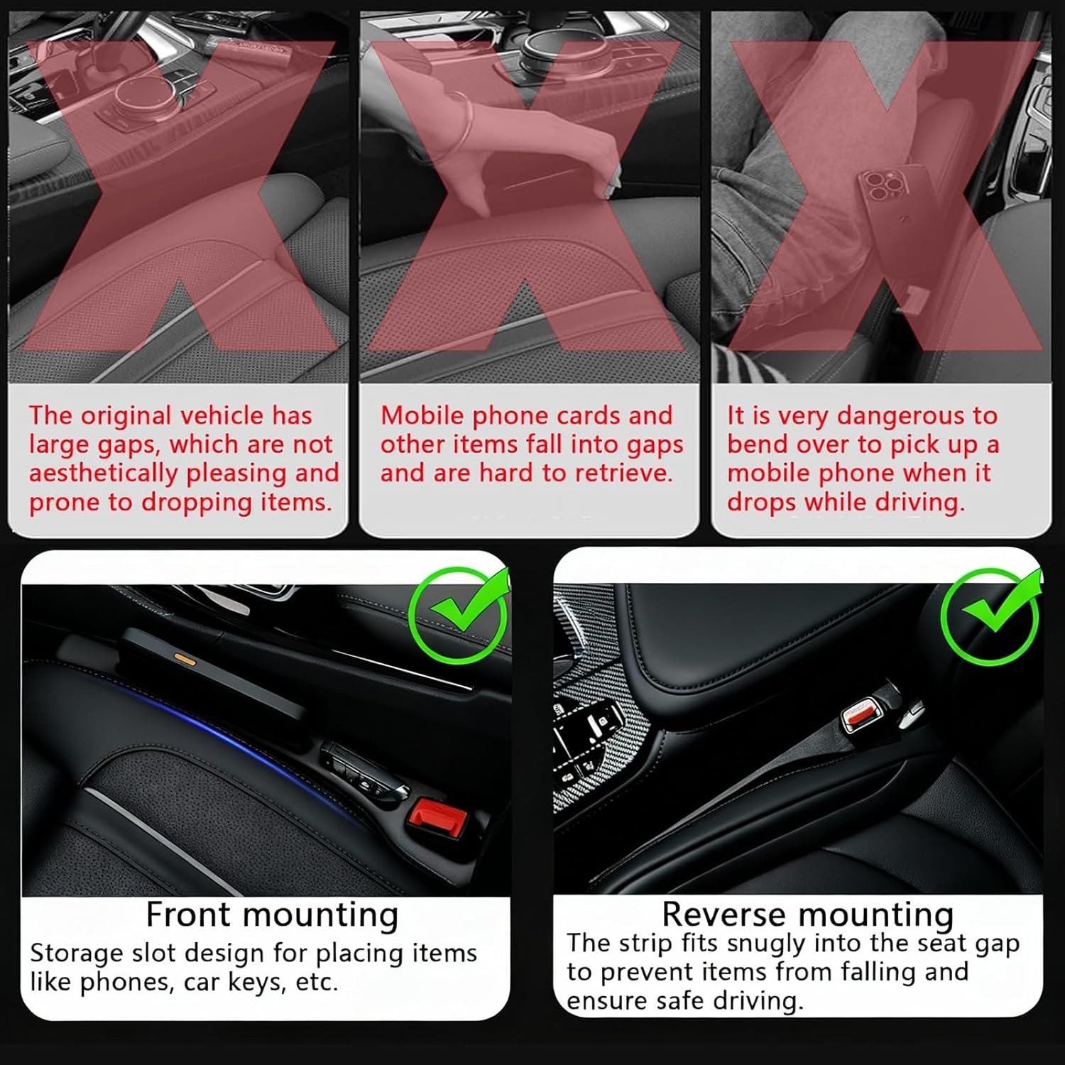 2PCS Universal Car Seat Gap Fillr Organizer - No Drop Seat Guard Color: Beige gallery