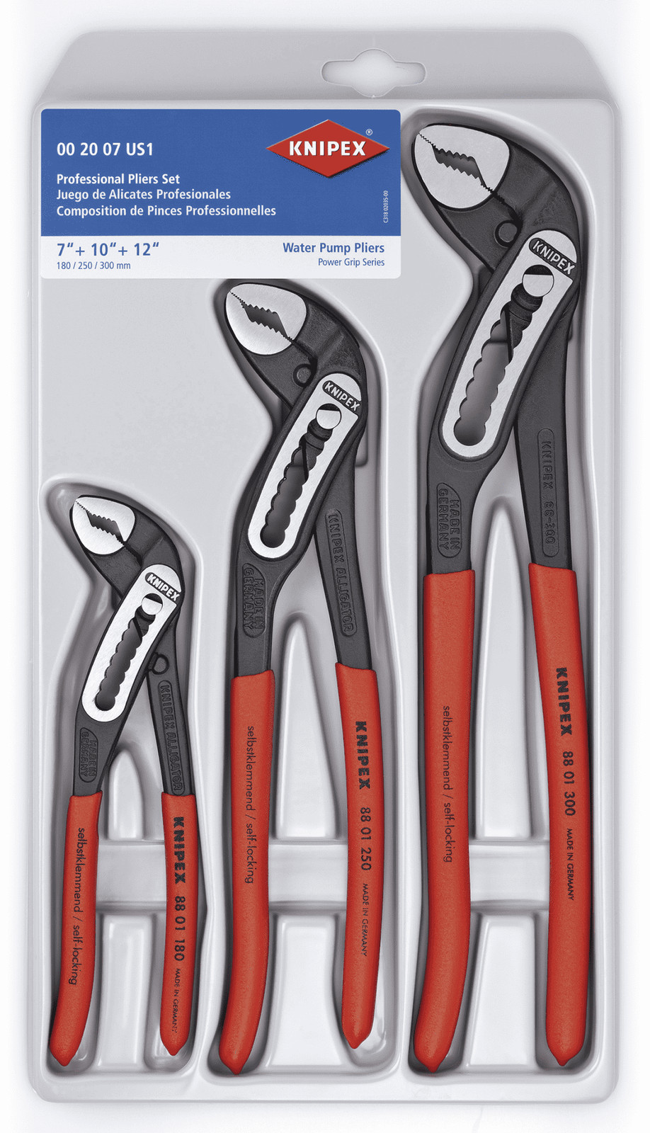 KNIPEX Alligator 3pc Adjustable Plier Set 002007US1 7" 10" 12" Water Pump Pliers gallery