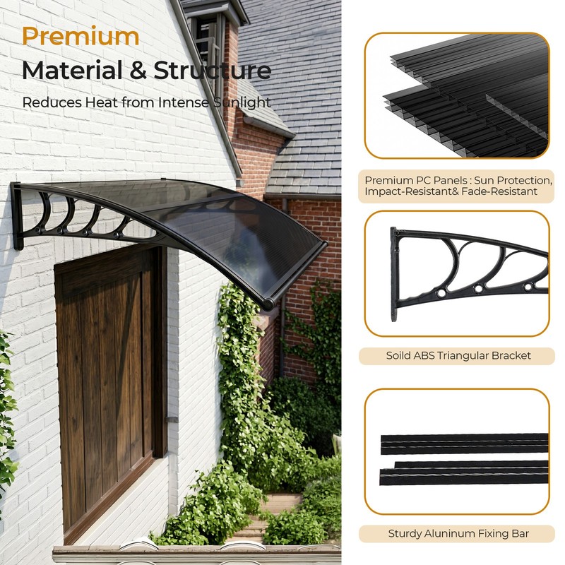 Window Awning Door Canopy Polycarbonate Cover Patio Door Awning UV Rain Snow gallery