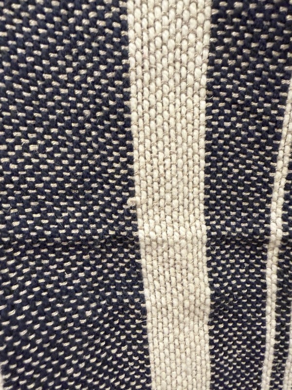 Pottery Barn Antique Stripe Throw/Blanket Navy Linen Cotton 50x57in gallery