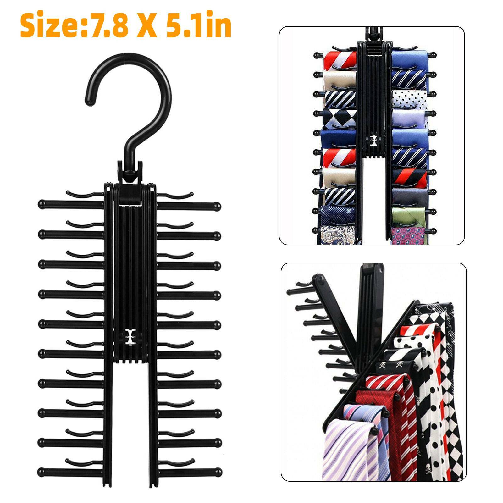 360° Adjustable Tie Rack Hanger Organizer Twirling Scarf Belt Closet Hook Holder gallery