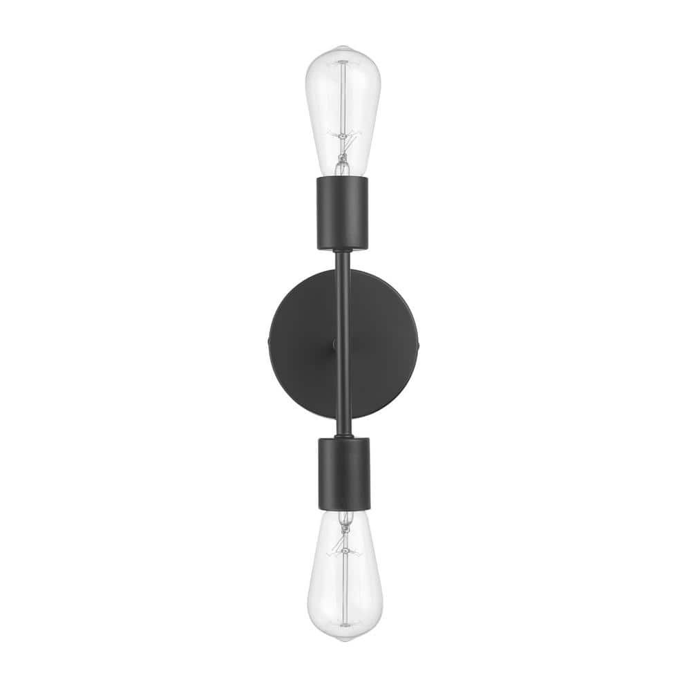 Hampton Bay Stockport 2 Light Wall Sconce black Plug in/ Hardwire 1007 288 220 gallery