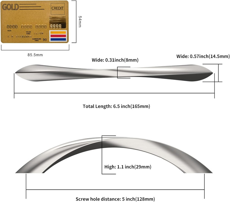 Brushed Satin Nickel 5" Cabinet Pulls - 10 Pack Twisted Handles ZH0048 gallery