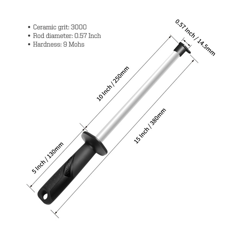 Professional Ceramic Sharpening Fine Honing Rod Steel Kitchen Knife Sharpener gallery