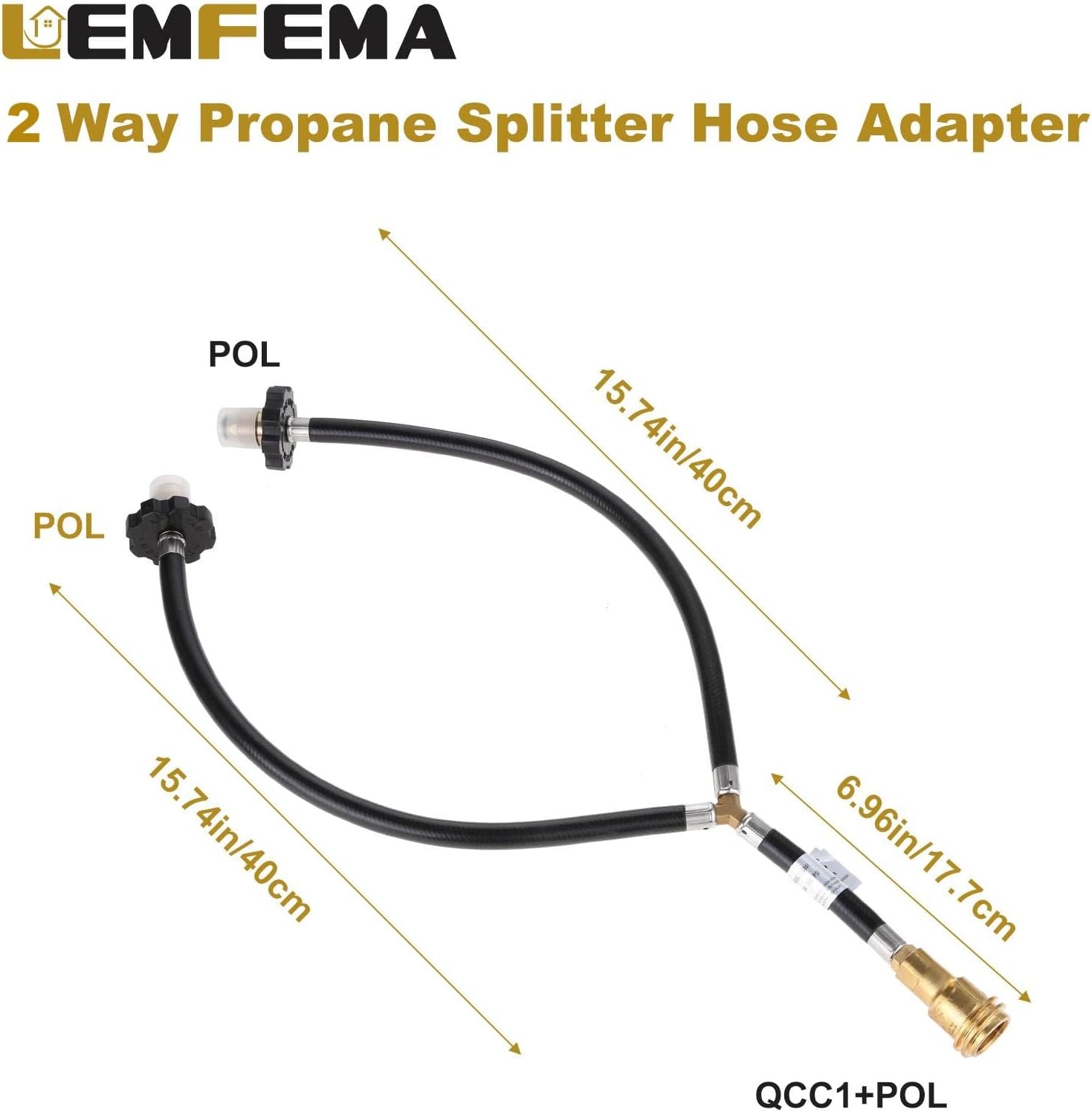 Y-Splitter Dual Propane Tank Converter Hose Adapter Two Way POL Inlet gallery