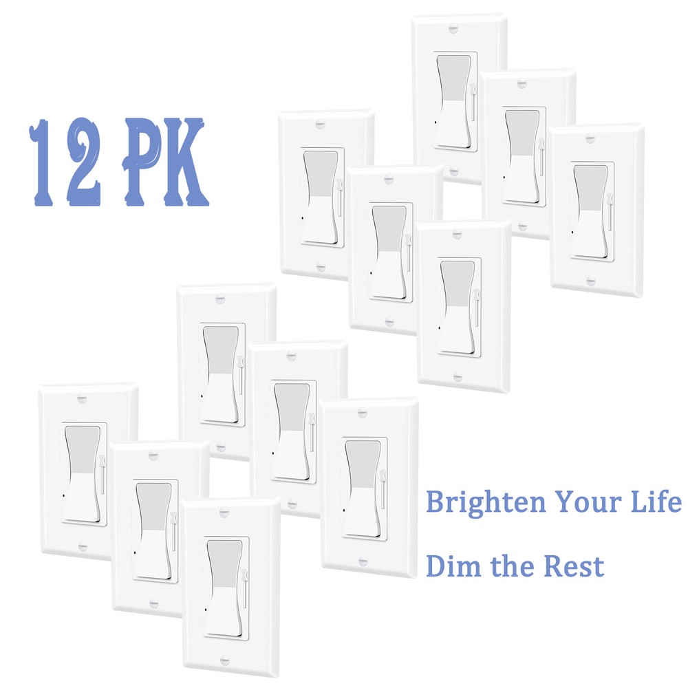 Dimmer Light Switch 3Way for 300W Dimmable LED/CFL 600W Incandescent/Halogen ×12