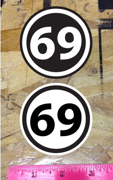 69 Circle Vinyl Decal Sticker 3" Car Truck - 2 for 1 gallery